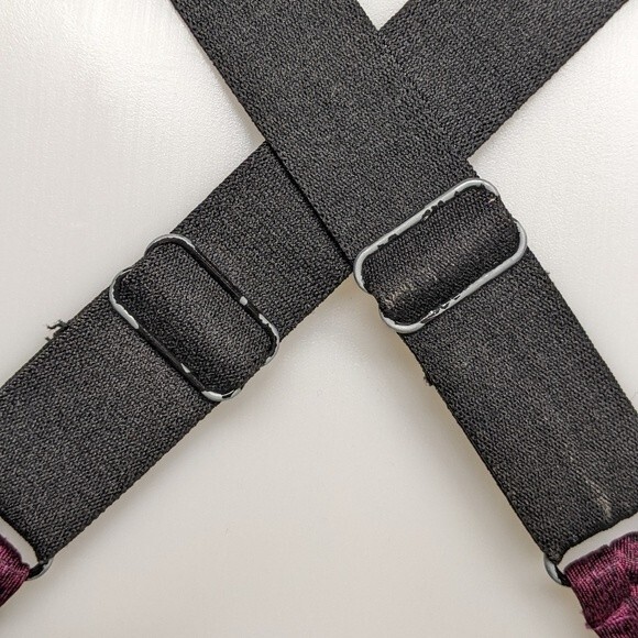 Sam Edelman Sports Bra Women Large Workout Cross Back Straps Top Burgundy Gray L - Picture 10 of 10